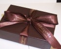 Printed Brown ribbon to wrap around boxes of yummy Indulgence chocolate (click to enlarge)