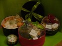 Gift Boxes wrapped with lime green ribbon (click to enlarge)